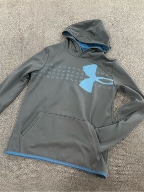Under Armour Boys Grey and Blue ColdGear Hoodie